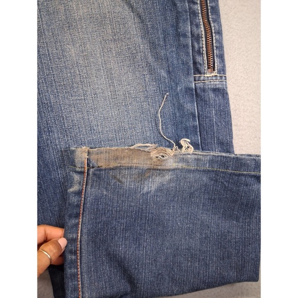 Gino Green Global Men Dark Wash Patched Embroidered Denim Jean Y2K Jeans Size 36 - Picture 10 of 13